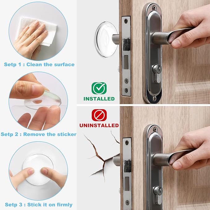 Door Stoppers for Wall, Door Knob Wall Protector 2", Self Adhesive Door Bumpers - Image 3