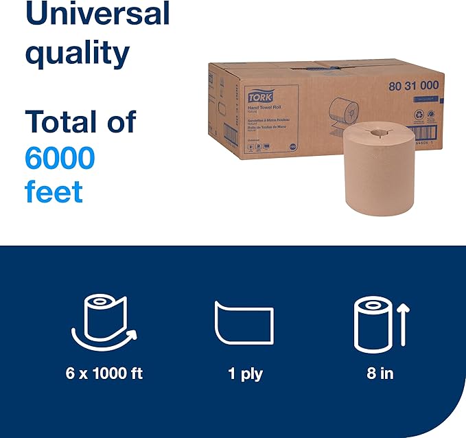 Tork Hand Towel Roll, Extra Large, 100% Recycled, 6 Rolls x 1000 ft - Image 2