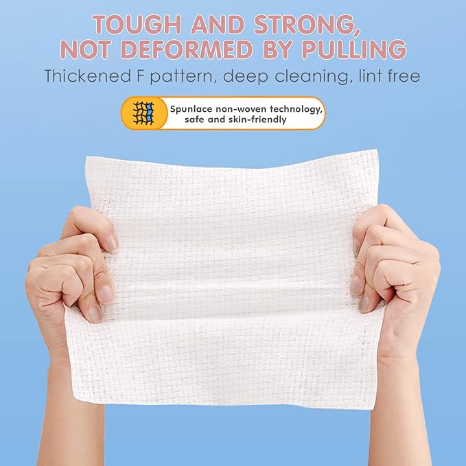 Disposable Face Towel Dry Wipes, 100% Cotton Facial Tissue, Lint Free Facial - Image 4
