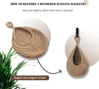 Hanging Fruit Large Basket Set of 3, Boho Wall Hanging Storage Basket - Image 4