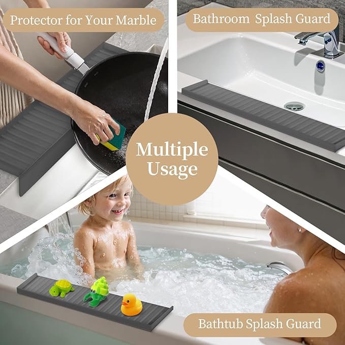 Sink Edge Protector with Suction Cup, Silicone Sink Splash Guard - Image 7
