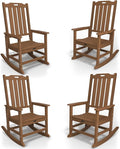 Oversized Rocking Chair Set of 4, Outdoor Rocking Chair for Adults, All Weather Resistant Porch Rocker for Lawn Garden, Wood by THOEOE
