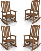 Oversized Rocking Chair Set of 4, Outdoor Rocking Chair for Adults, All Weather Resistant Porch Rocker for Lawn Garden, Wood by THOEOE