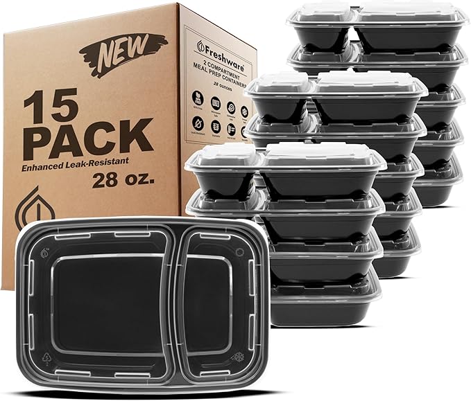 Freshware Meal Prep Containers 2 Compartment by Freshware