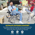 GCI Outdoor Freestyle Rocker XL with Side Table Camping Chair | Portable Folding Rocking Chair with Solid, Durable Armrests, Drink Holder & Comfortable Backrest — Black - Image 4