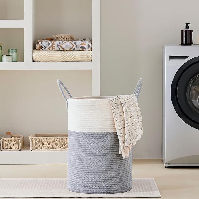 VIPOSCO Large Laundry Hamper, Tall Woven Rope Storage Basket - Image 7