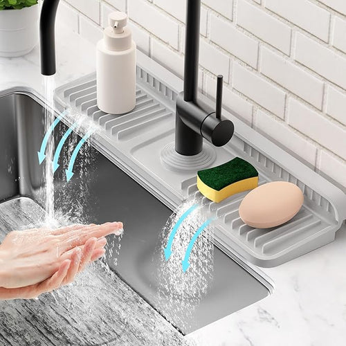 17.7'' Folding Faucet Mat for Kitchen Sink Splash Guard Kitchen Sink Faucet Mat by Snoquir