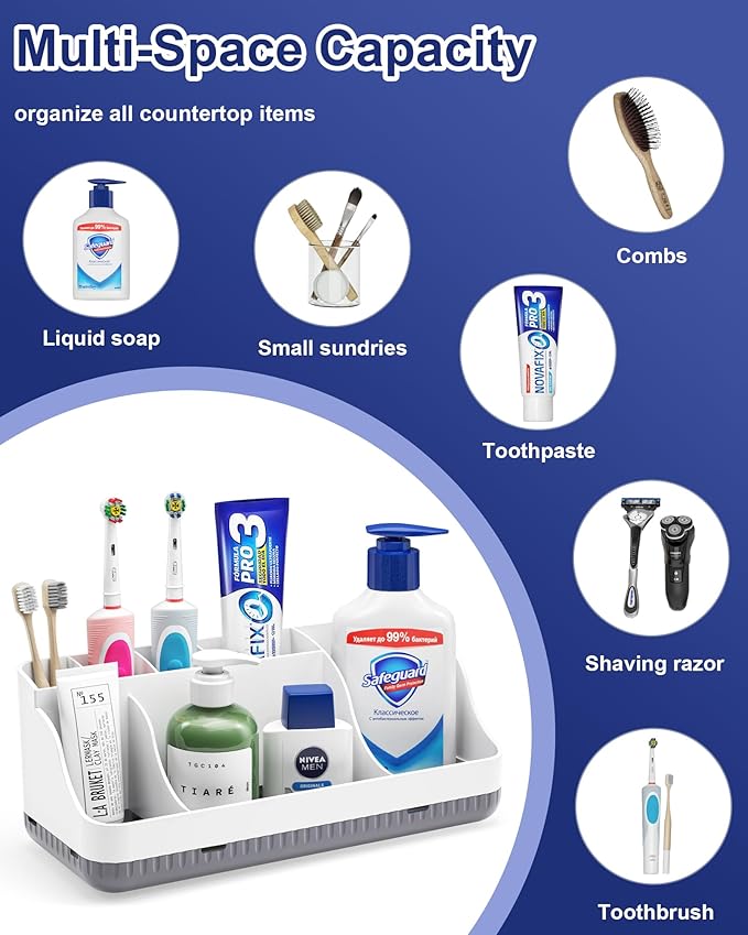 Bathroom Counter Organizer and Storage, 7 Slots Detachable Toothbrush Holders - Image 7