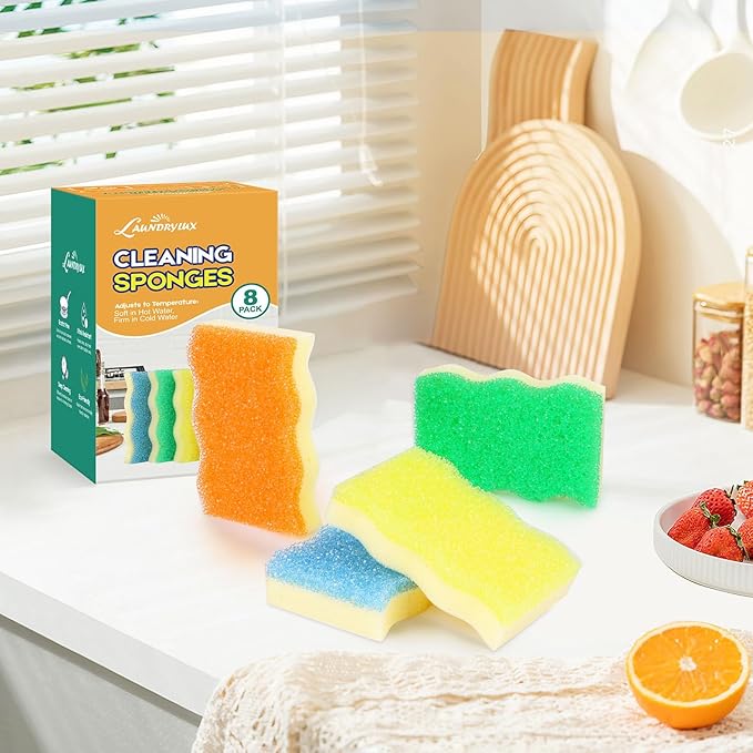Scrub Sponge, 8 Pack Dual-Sided Temperature-Responsive Scrubber - Image 7