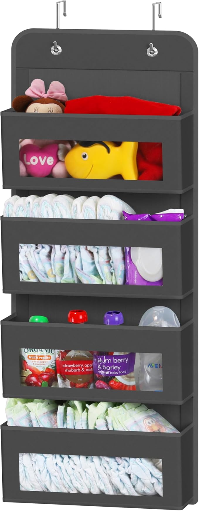 Simple Houseware 4 Clear Window Pocket Over Closet Door Storage Hanging by SimpleHouseware
