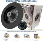 Kitchen Sink Drain Strainer 3 in 1, 304 Stainless Steel Pop Up Sink Stopper - Image 2