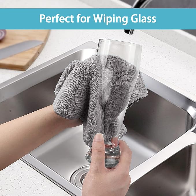 HOMEXCEL Grey Microfiber Cleaning Cloth, 5 Pack Cleaning Towels - Image 5
