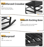 Patio Rocking Chair Outdoor Set of 2,Weather Resistant Poly Resin Oversized Porch Rocker,High Back Smooth Design,350lb Weight Capacity,Indoor Outdoor Use(2, Black) - Image 4