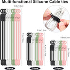 OneLeaf 30Pcs Cord Organizer, Silicone Cable Ties Reusable, Cord Ties - Image 2
