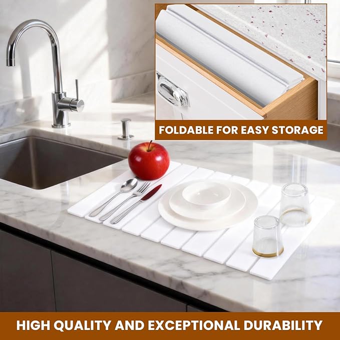 2 Pack Stone Drying Mat for Kitchen Counter, Large Diatomaceous Earth Dish - Image 4