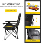 FAIR WIND Oversized Padded Camping Chair with Footrest Stool Set Heavy Duty Support 300 LBS Cooler Bag Chair - Black - Image 5