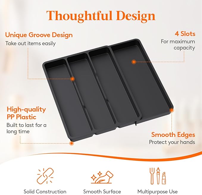 Lifewit Utensil Organizer for Kitchen Drawer, Expandable Cooking Silverware Tray - Image 6