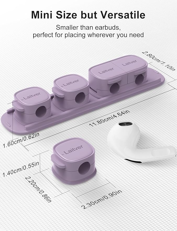 6 Pack Magnetic Cable Clips, Laitver Cord Organizer Holder Strong Adhesive Desk - Image 8