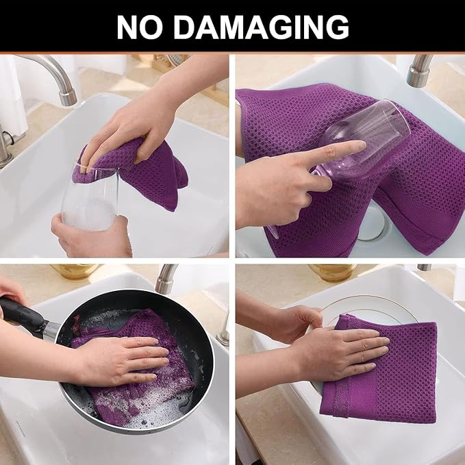 Homaxy Kitchen Towels and Dishcloths Set, 12 x 12 and 13 x 28 Inches, Super - Image 5