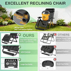 Suteck Oversized Zero Gravity Chair,33In XXL Lounge Chair w/Removable Cushion&Headrest, Reclining Camping Chair w/Upgraded Lock and Footrest, Reclining Patio Chairs Recliner for Indoor Outdoor,500LBS - Image 5