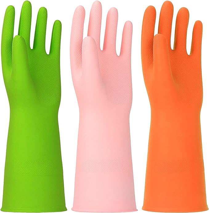 3 Pairs Rubber Cleaning Gloves Latex Free Dishwashing Gloves by THEOFFICIALHINSOCHA