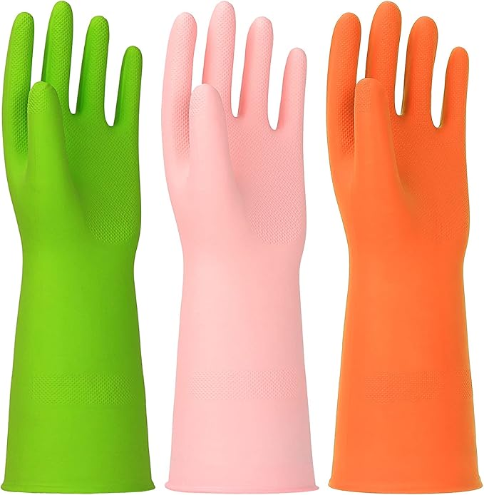 3 Pairs Rubber Cleaning Gloves Latex Free Dishwashing Gloves by THEOFFICIALHINSOCHA