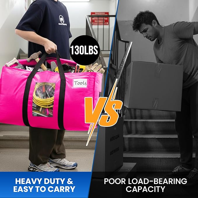 TAILI 12 Pack Pink Extra Large Moving Bags, Heavy Duty Totes - Image 7