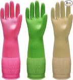 Bamllum 3 Pairs of Rubber Dishwashing Gloves by Bamllum