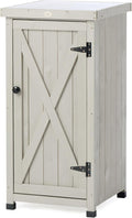 Outdoor Storage Cabinet for Patio, Garden Potting Bench Table with Shelves & Metal-Tabletop, Wooden Planting Work Station, Weatherproof by HABAU