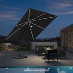 PURPLE LEAF 10 Feet Patio Umbrella with Base Outdoor Cantilever Solar Powered LED Square Umbrella Aluminum Offset Umbrella with 360-degree Rotation for Garden Deck Pool Patio, Grey - Image 2