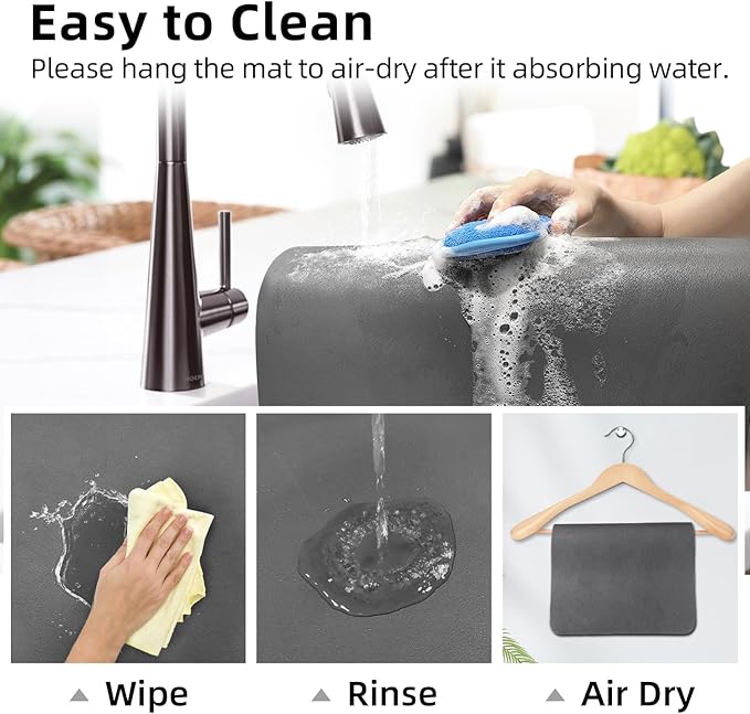 LOPNUR Kitchen Dish Drying Mat, Super Absorbent Dish Drying Pad, Diatomite - Image 9