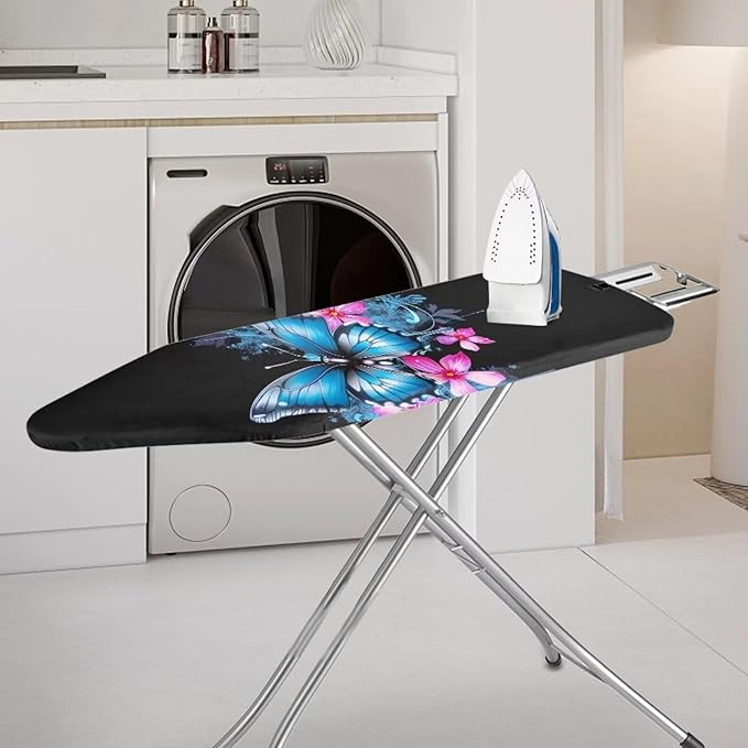 Blue Floral Butterfly Ironing Board Cover Scorch Resistant, Extra Thick Covers - Image 2