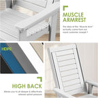 GREENVINES Outdoor Rocking Chair Set | 3-Piece | 2 Rocking Chairs with 1 Side Table | Porch Rocker | HDPE Plastic | White | Patio Furniture Sets | High Back | Big & Tall | Ladder Back - Image 7
