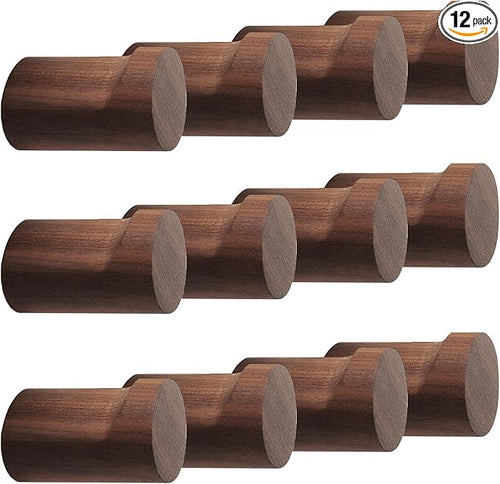 12 Pack Wood Wall Hooks, Natural Wooden Coat Hooks Wall Mounted, Handmade by bsdonte