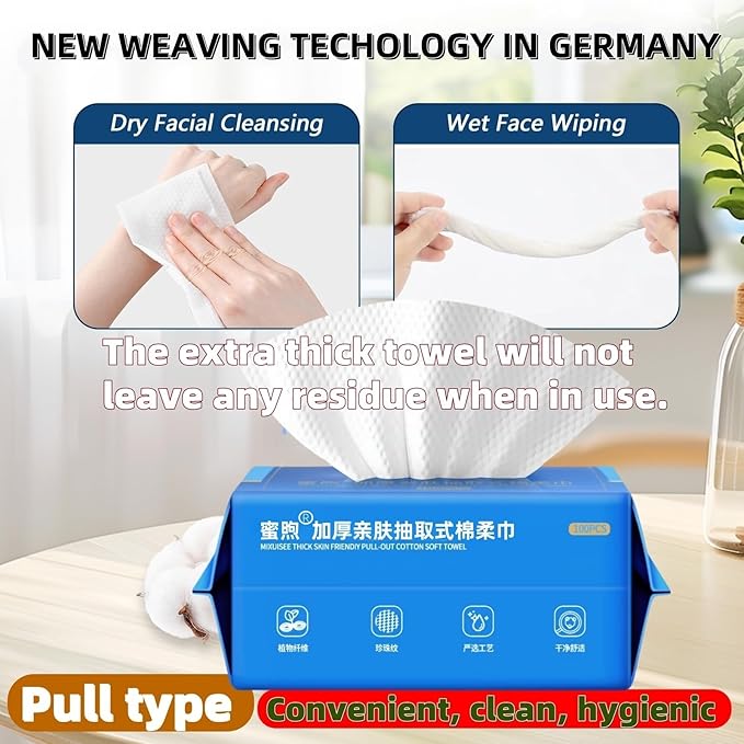 Disposable face towel, MIXUISEE thick and soft face towels, 100% cotton facial - Image 7