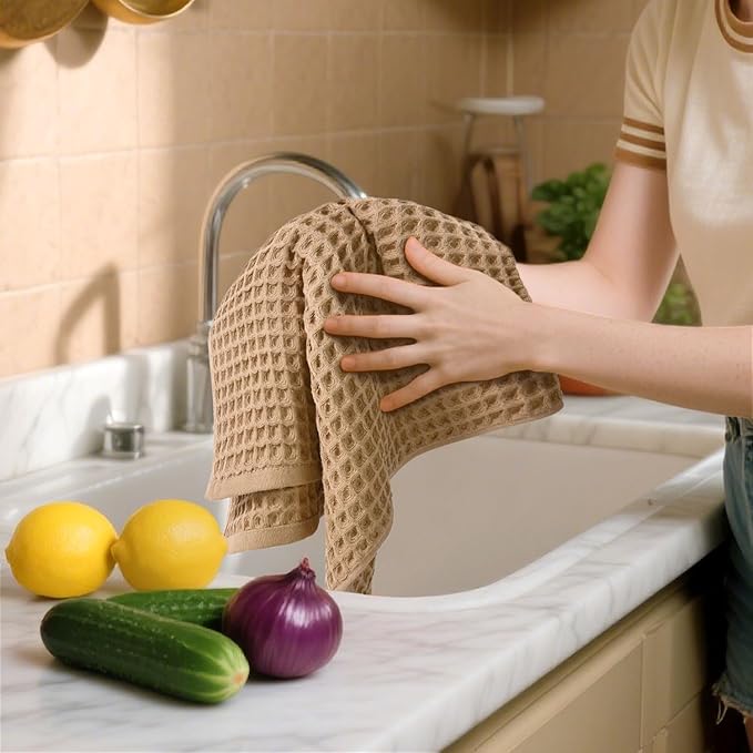Jacquotha Waffle Bathroom Hand Towels 5-Piece – Cotton, Lightweight, Lint Free - Image 6