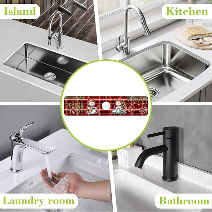 Chrismas Sink Faucet Absorbing Mat Christmas Sink Splash Guard Drying Mat - Image 7