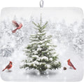 Winter Forest Dish Drying Mat for Kitchen Counter Silvery White Pine Trees Snow by Kawani