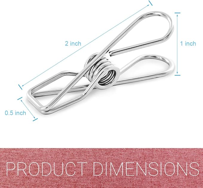 40 Pack Stainless Steel Small Clothes Pins Durable Clothes Pegs Multi-Purpose - Image 2