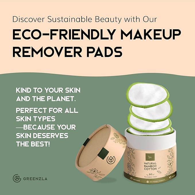 Greenzla Reusable Makeup Remover Pads Washable Laundry Bag & Round Box - Image 7