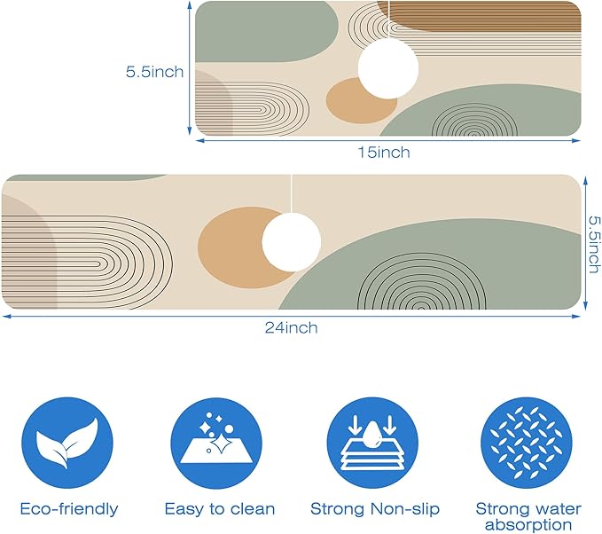 Abstract Minimalistic Geometric Kitchen Sink Splash Guard Mat Absorbent Fast - Image 3