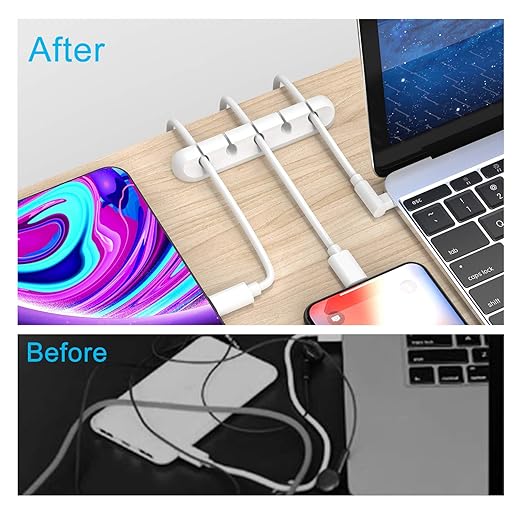 White Cable Clips, Cord Organizer Cable Management, Cable Organizers USB Cable - Image 2