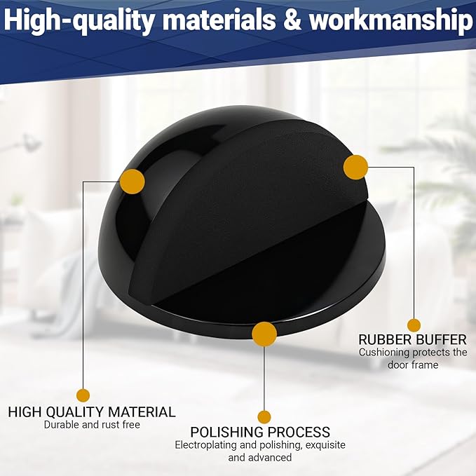 Self Adhesive Door Stoppers, Stainless Steel No Drill Rubber Floor Door Stop - Image 4
