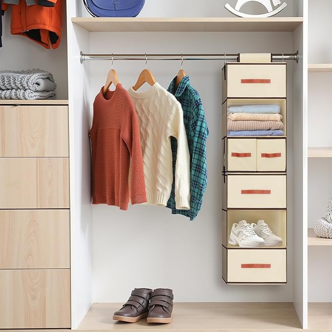 Hanging Closet Organizer 6-Shelf, Upgrade Hanging Shelves - Image 2