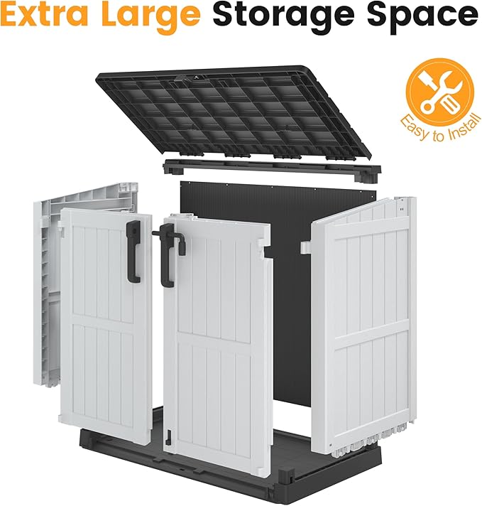 LHBcraft Outdoor Storage Cabinet 36 Cu Ft with Lockable Doors, Waterproof Outdoor Storage Box for Patios,Portable Horizontal Resin Storage Shed, Easy to Assemble - Image 6