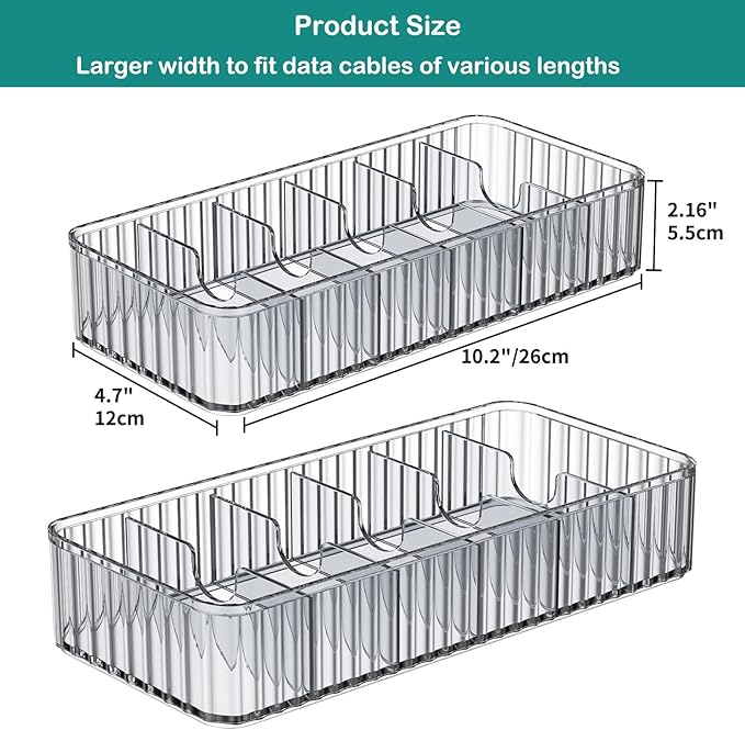 Cable Storage Boxes Organizers 2 Pack, Cord Charger Storage Organizer Box Case - Image 8