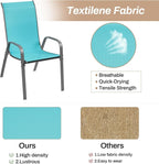 TLSUNNY Patio Chairs, Stackable Textilene Outdoor Dining Furniture for All Weather, with 17.7″ Wide Seat & Metal Frame, for Garden, Backyard, Deck, Restaurant, Poolside (6, Turquoise Blue, 24.6″) - Image 5