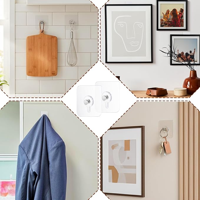 20Pcs Heavy Duty Self Adhesive Hooks, No-Trace Sticker Frame Hangers Without - Image 3