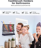 KONE Black Toothbrush Holders for Bathrooms, 2 Cups Toothbrush Holders Wall - Image 3
