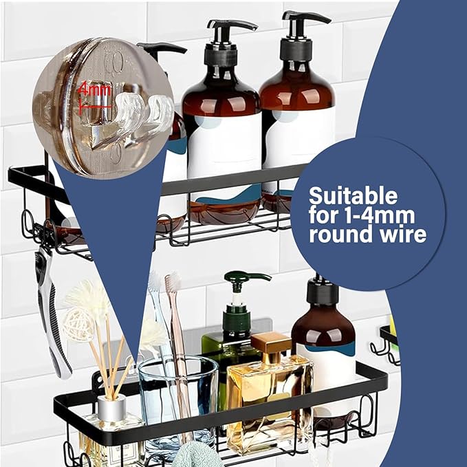 YOLOPLUS+ 8 Pack Shower Caddy Adhesive Hooks Replacement, Strong Sticker Hooks - Image 3